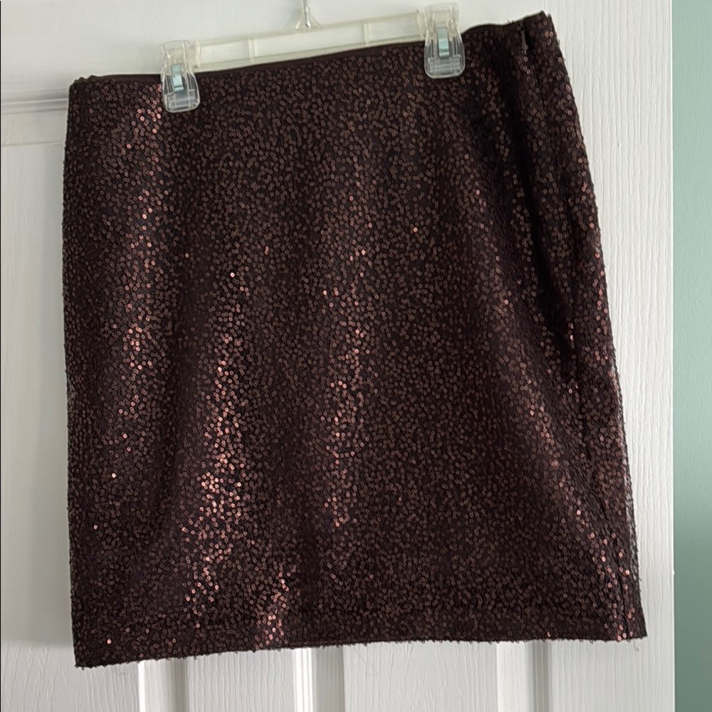 Ann Taylor Red Sequin Pencil Mini Skirt